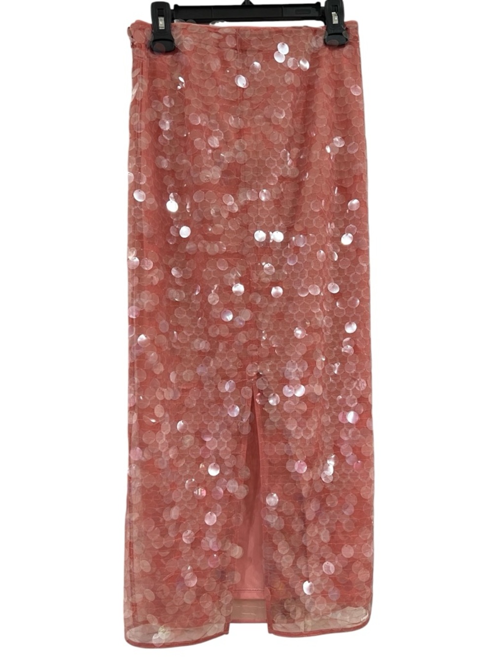 STAUD Casey Sequined Mesh Midi Skirt – Pink Blush - Picture 4 of 8